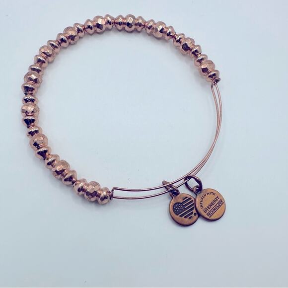 Alex and Ani Rose Gold Beaded Charm Bracelet adjustable Bangle boho energy - Picture 8 of 8